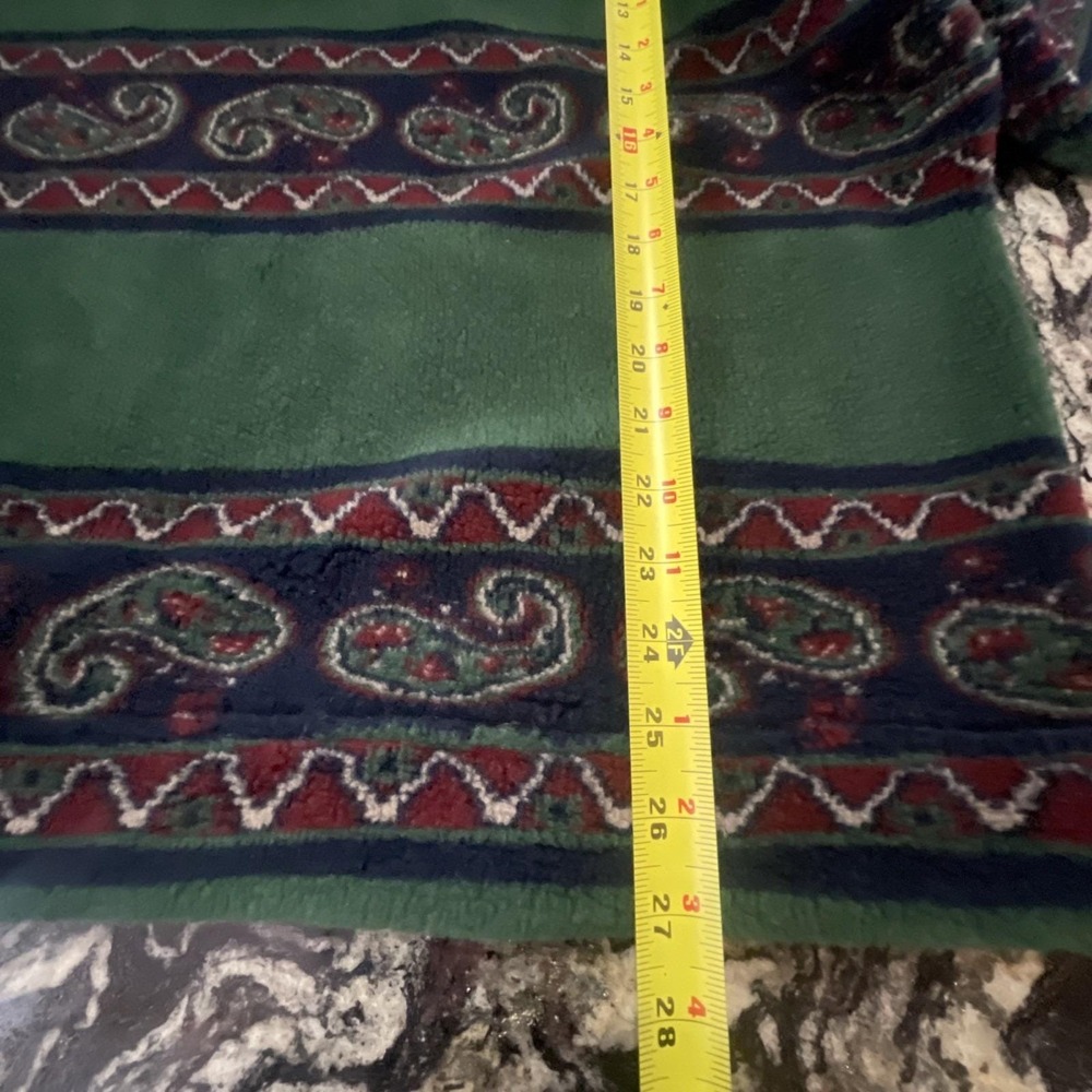 VTG Express Quarter Zip Fleece Green Geometric Paisley Winter L‎ 90s Oversized - Picture 10 of 11